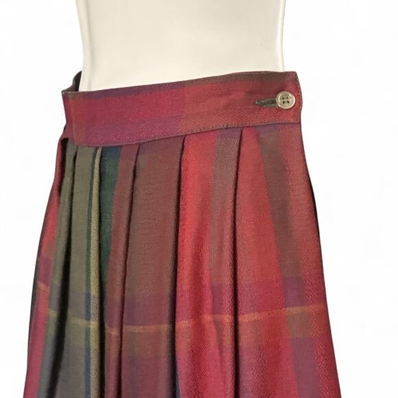 Vintage 80s Liz Claiborne Pleated Midi Skirt Sz 8 Tartan Plaid Lined Cottagecore - Picture 5 of 11